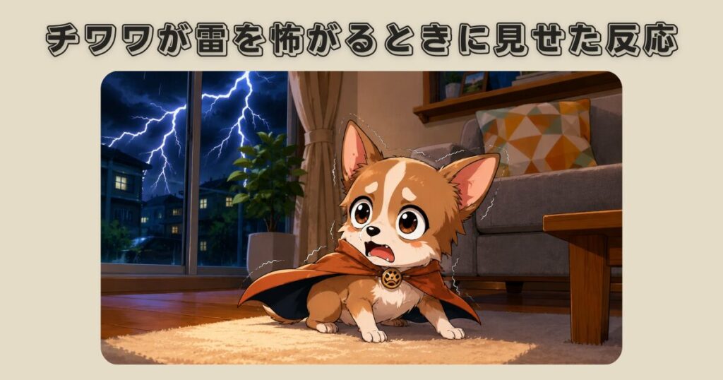 保護犬チワワのラテまるが雷を怖がるときに見せた反応