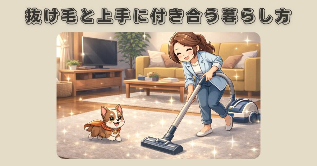 チワワの抜け毛と上手に付き合う暮らし方の工夫 飼い主ママが掃除機をかけている様子